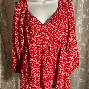 LOFT Red Heart Print Dress